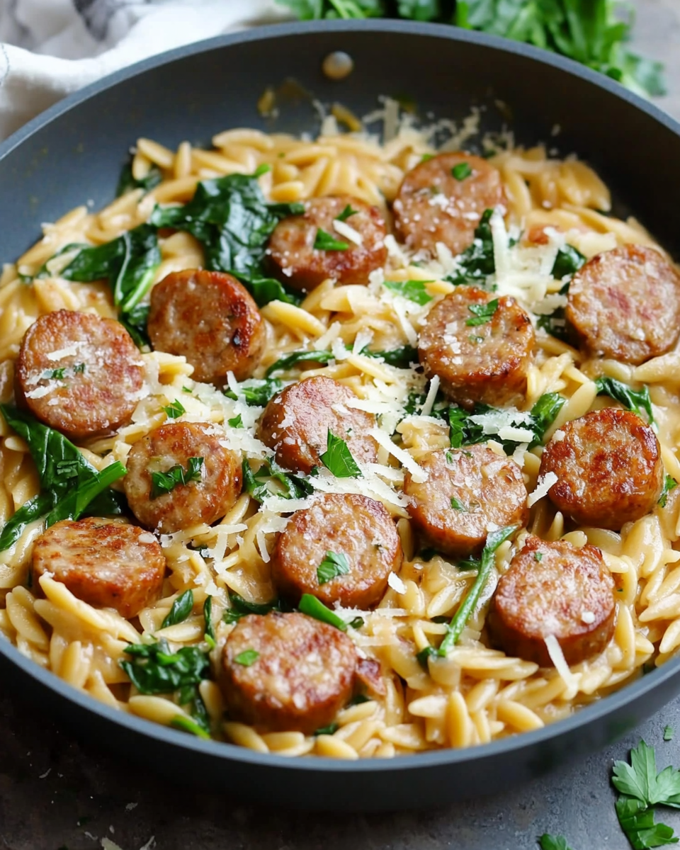 Creamy Chicken Sausage Orzo