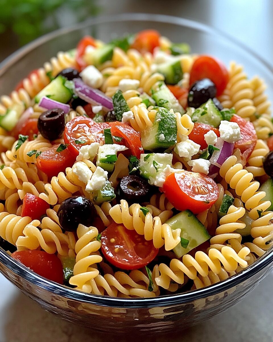 Pasta Salad with Italian Dressing and Feta
