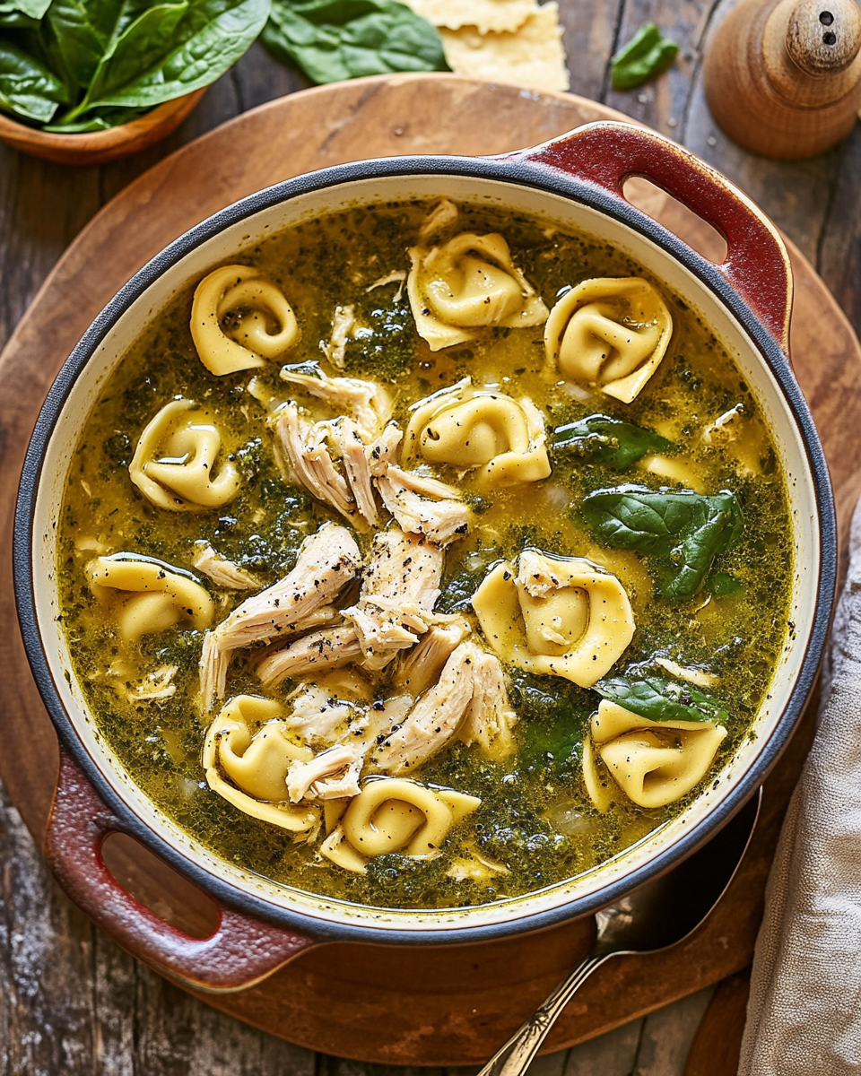 Pesto Chicken Tortellini Soup