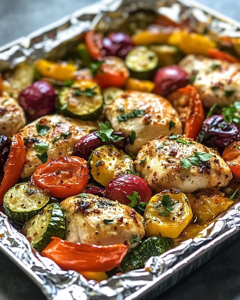 Baked Italian Chicken and Veggie Foil Packets