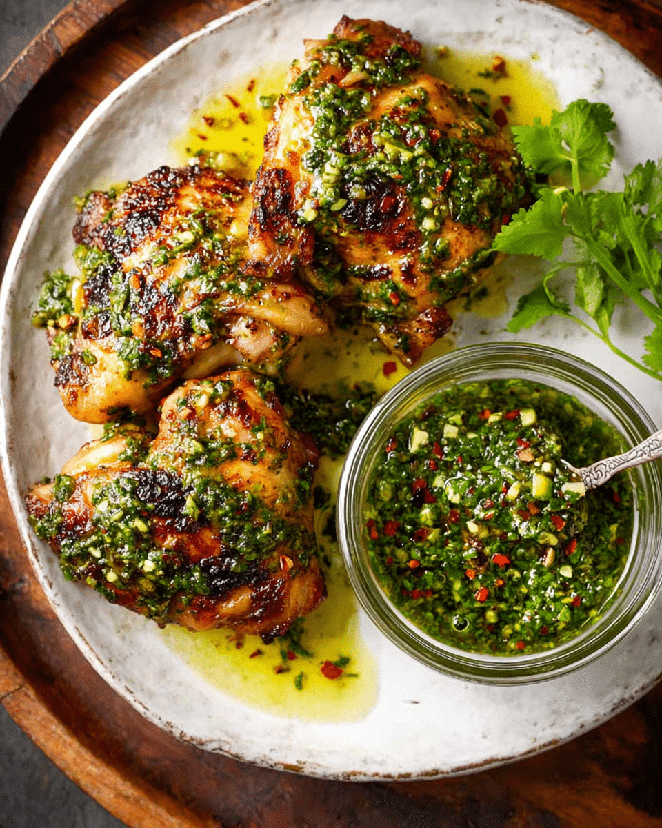 Grilled Chicken Thighs with Chimichurri Sauce