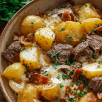 Crockpot Loaded Steak and Potato Bake