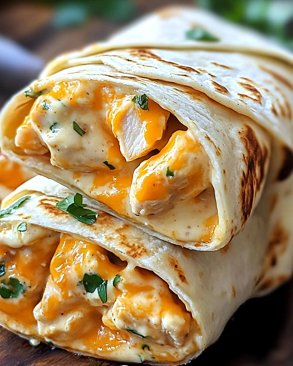 Cheesy Garlic Chicken Wraps