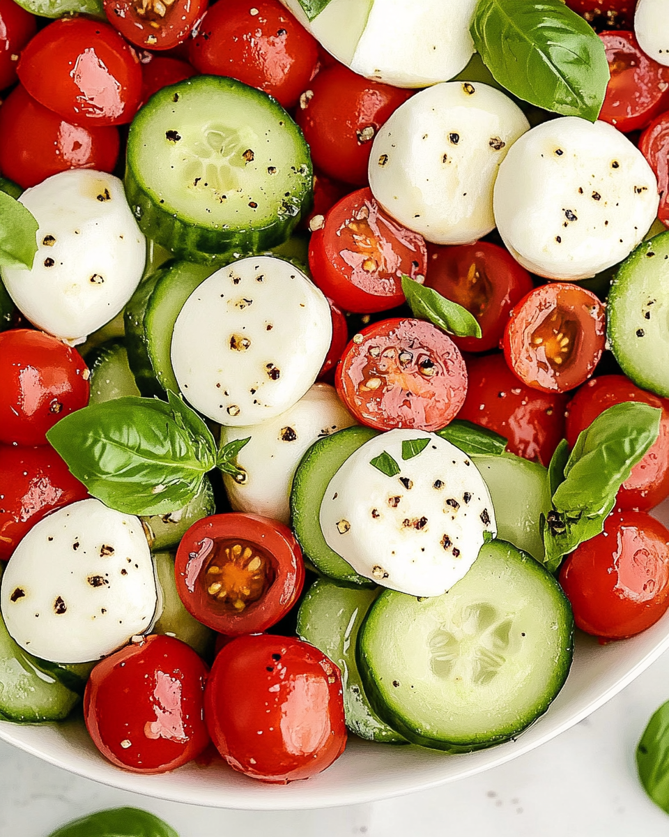 Fresh Cucumber Caprese Salad
