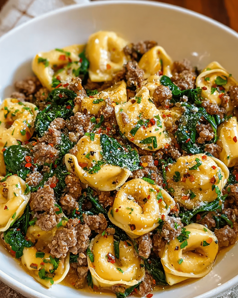 Garlic Butter Beef & Spinach Tortellini