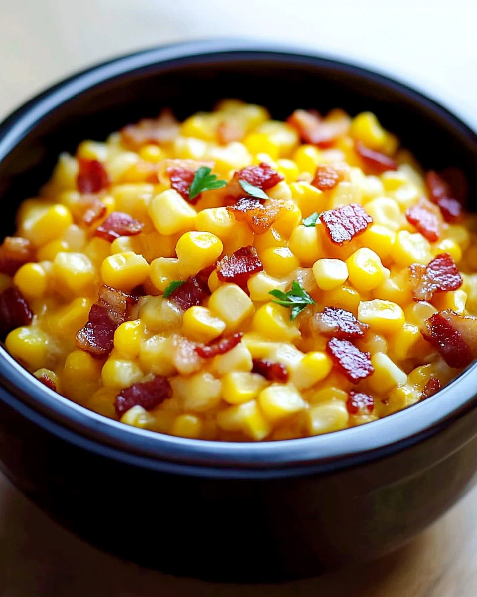 Slow Cooker Cheddar Corn with Bacon