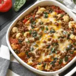 Cheesy Keto Ground Beef and Veggie Bake
