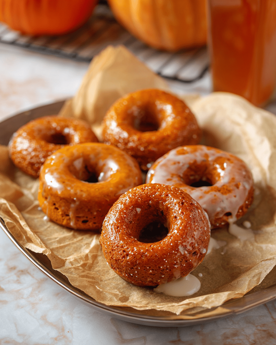 Pumpkin Donuts with Maple Glaze