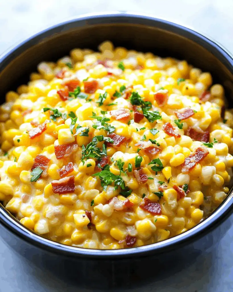 Slow Cooker Cheddar Corn with Bacon