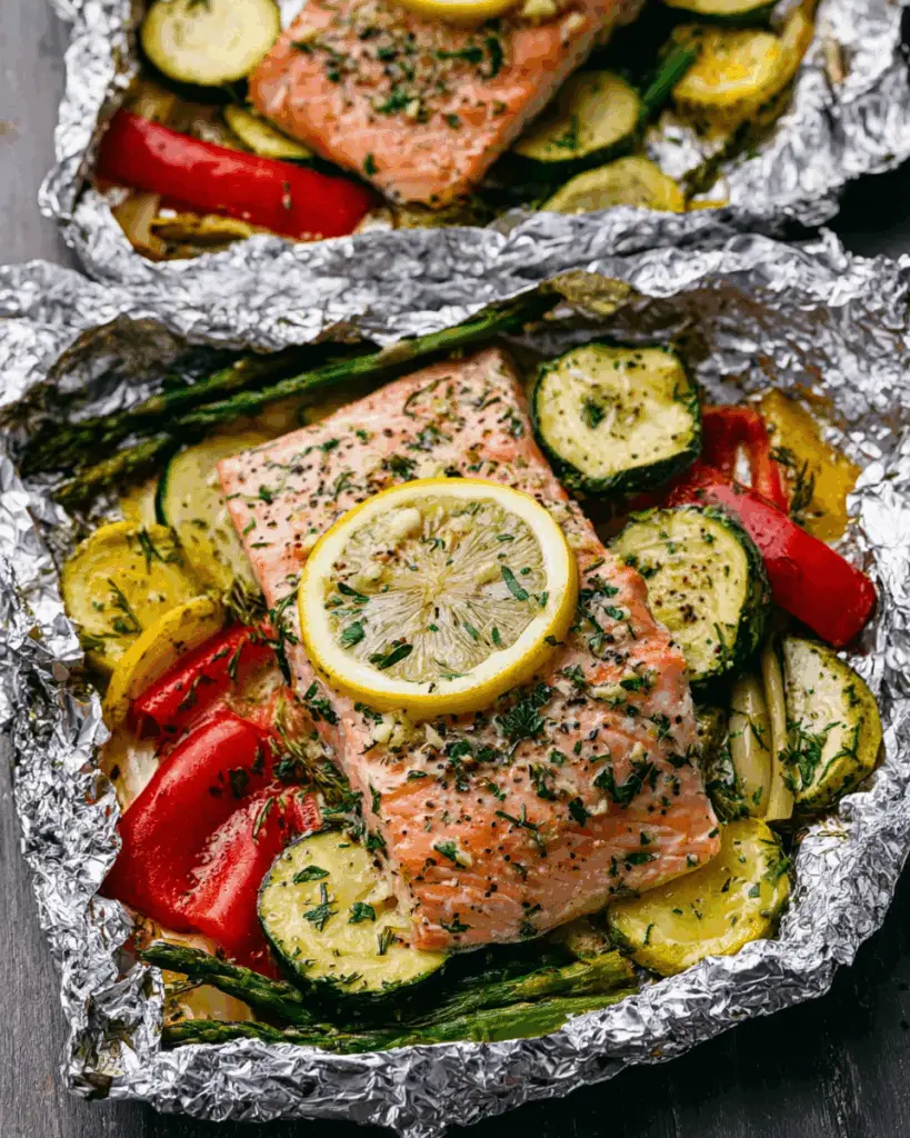 Garlic Herb Salmon Foil Packets