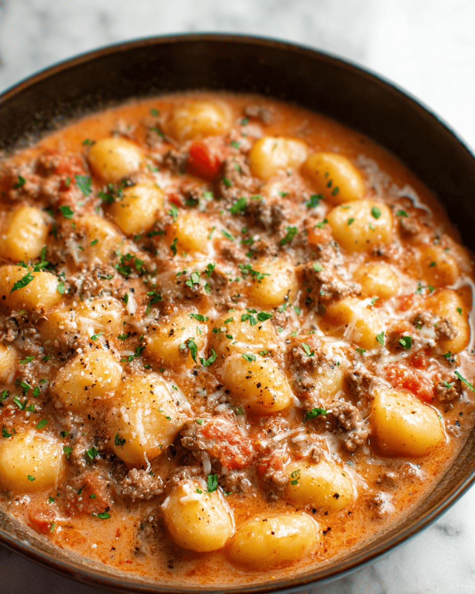 Ground Beef Gnocchi Skillet