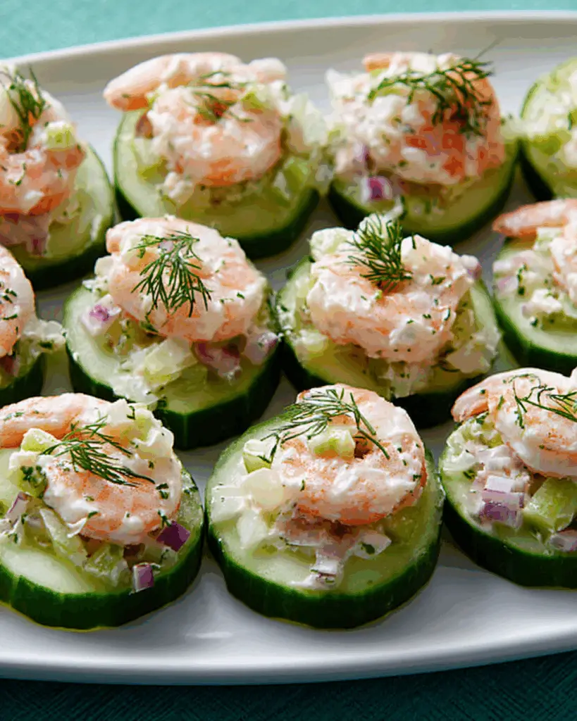 Shrimp Salad on Cucumber Slices