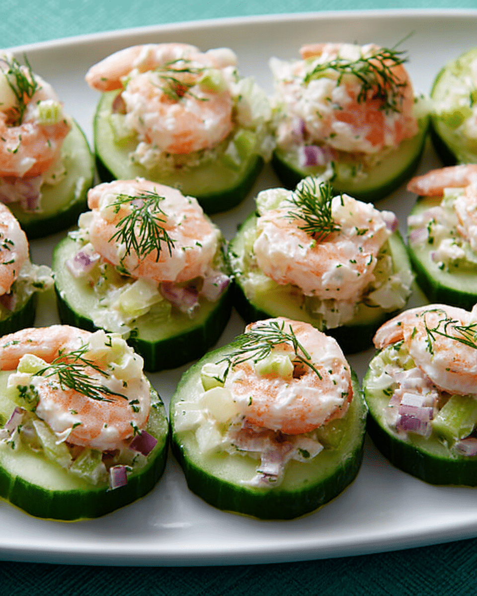 Shrimp Salad on Cucumber Slices
