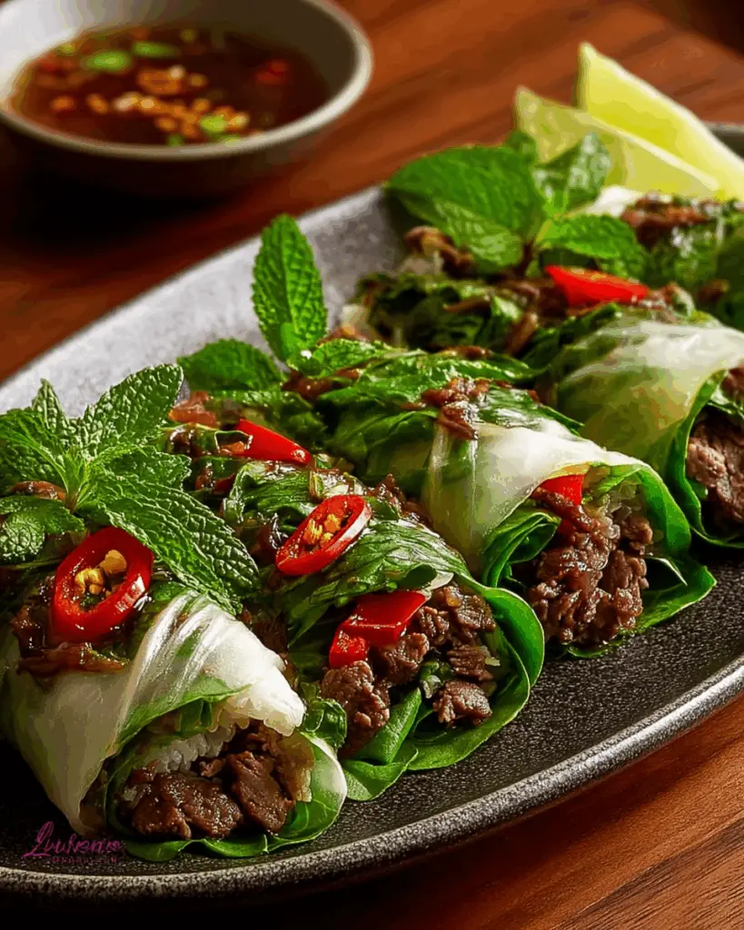 Thai Basil Beef Lettuce Wraps