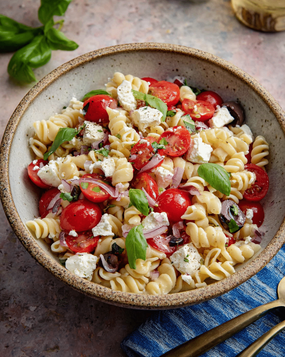 Tomato Basil and Feta Pasta Salad