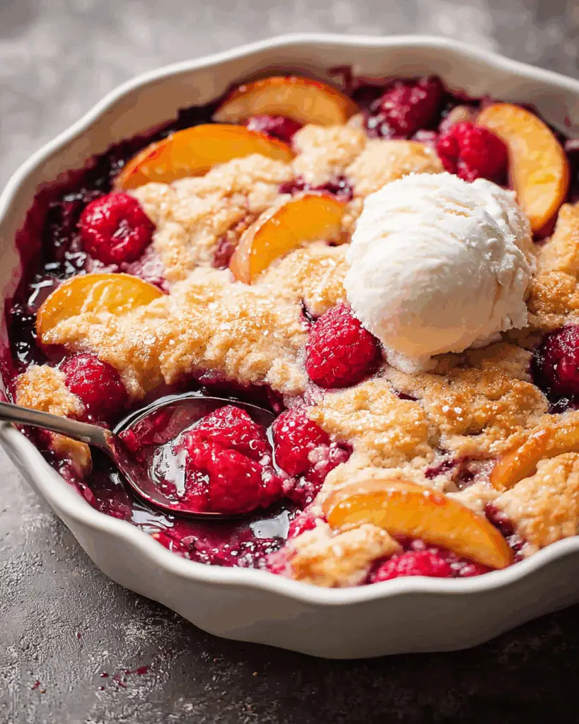 Peach Raspberry Cobbler