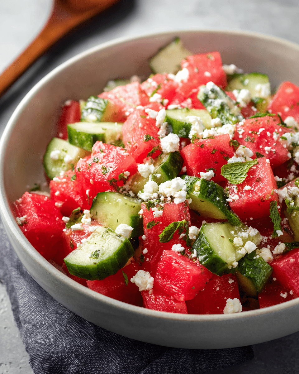 Watermelon Salad with Cucumber and Feta