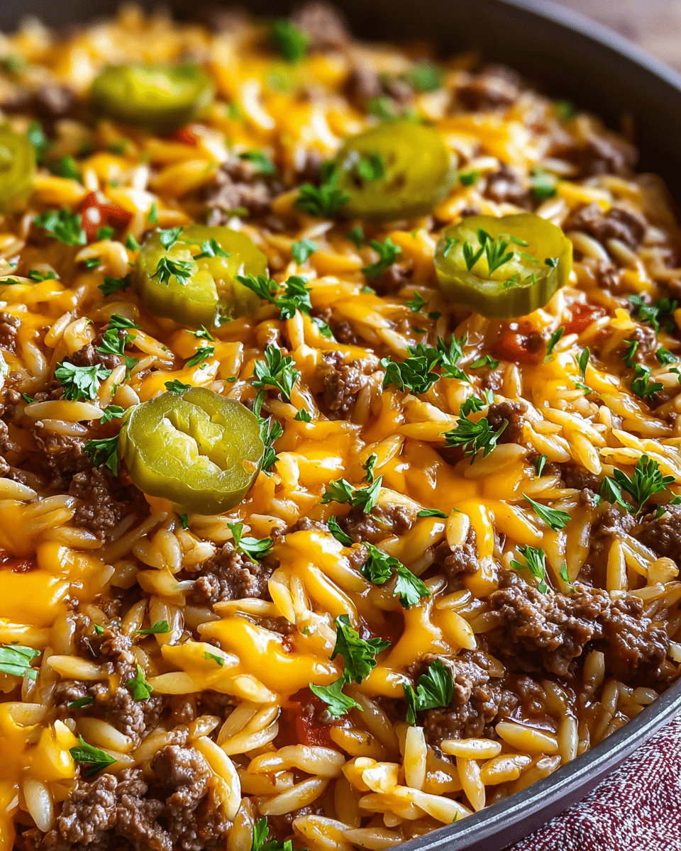 Cheeseburger Orzo Delight