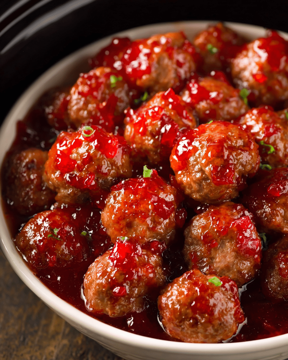Raspberry Red Pepper Jelly Meatballs