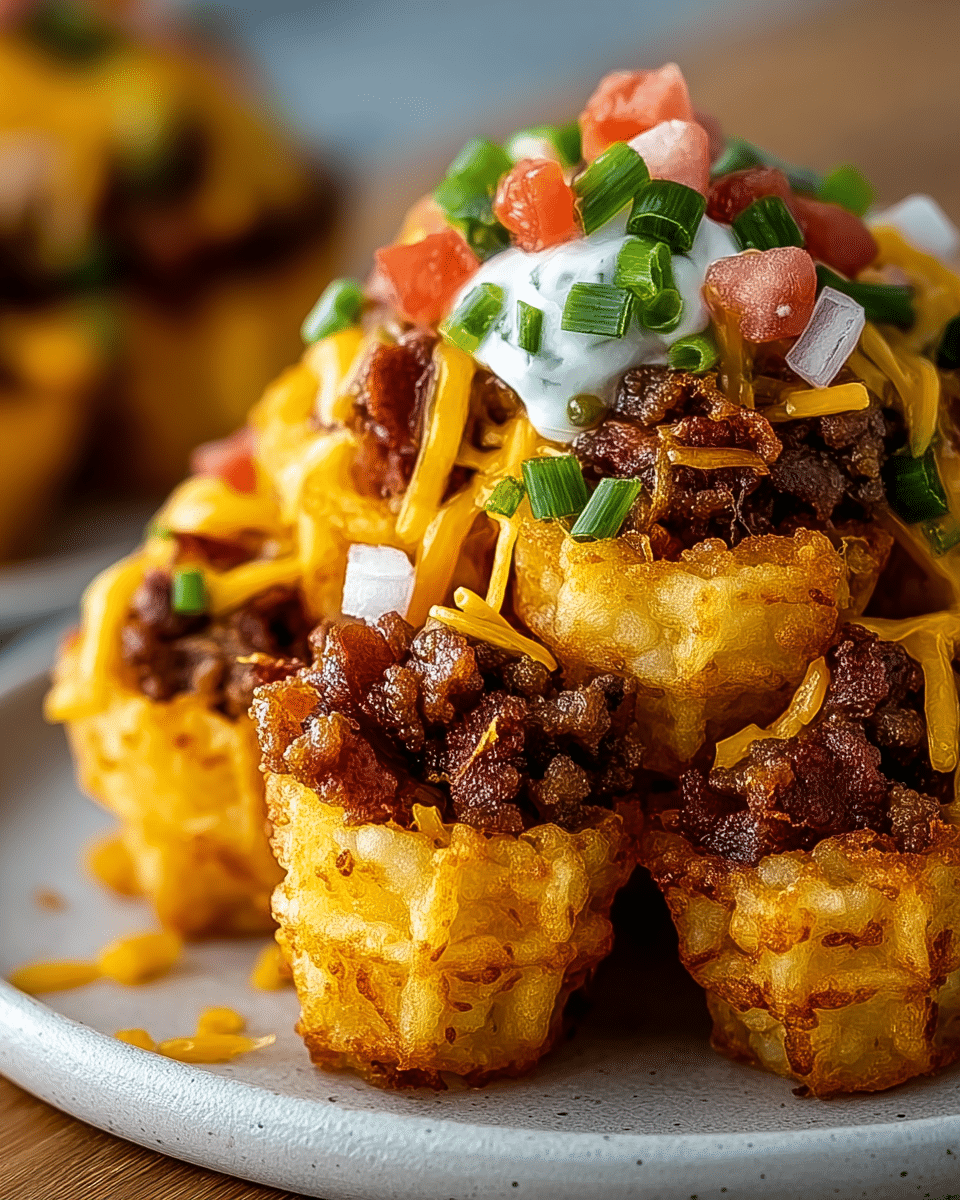 Bacon Cheeseburger Tater‑Tot Cones