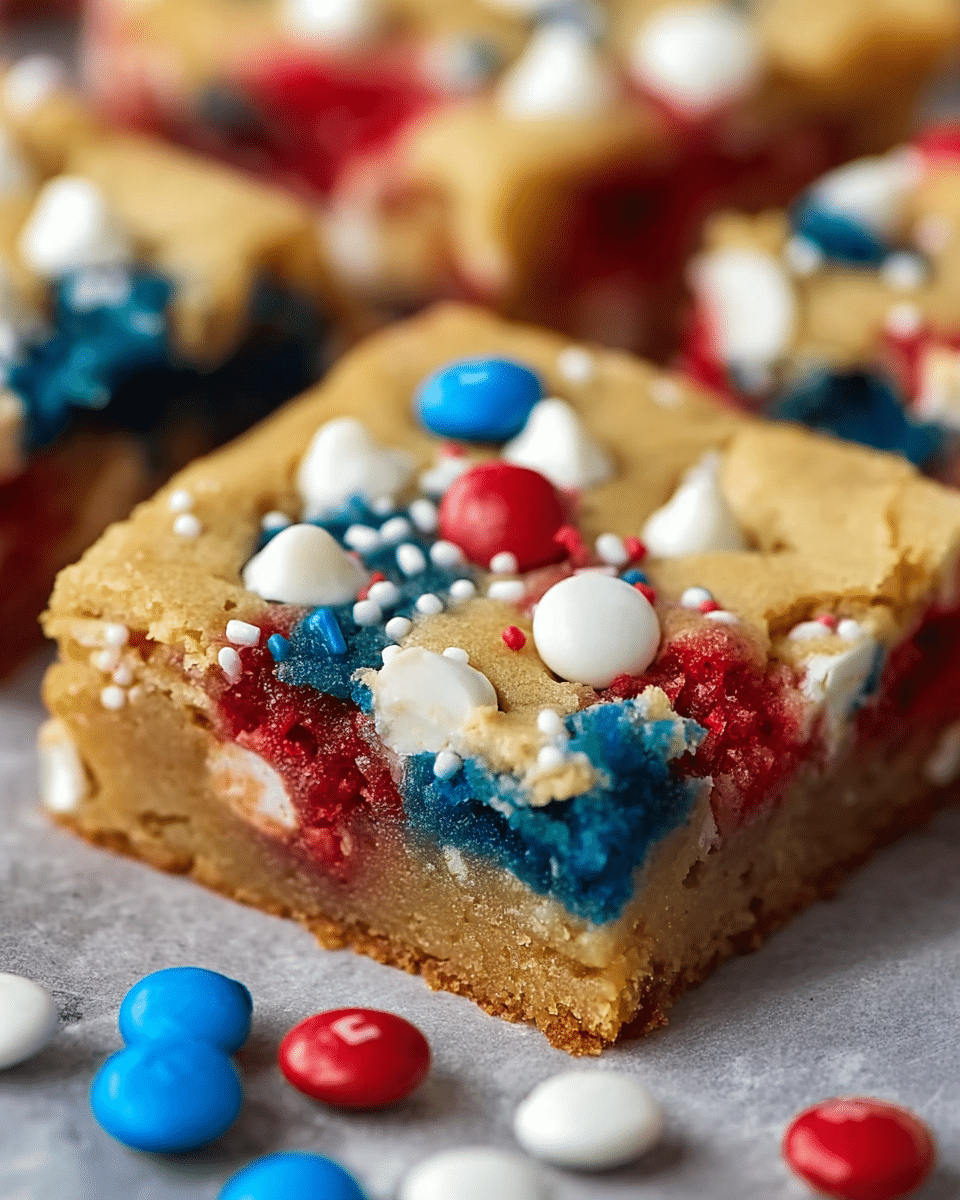 Red, White & Blue Cake Mix Cookie Bars