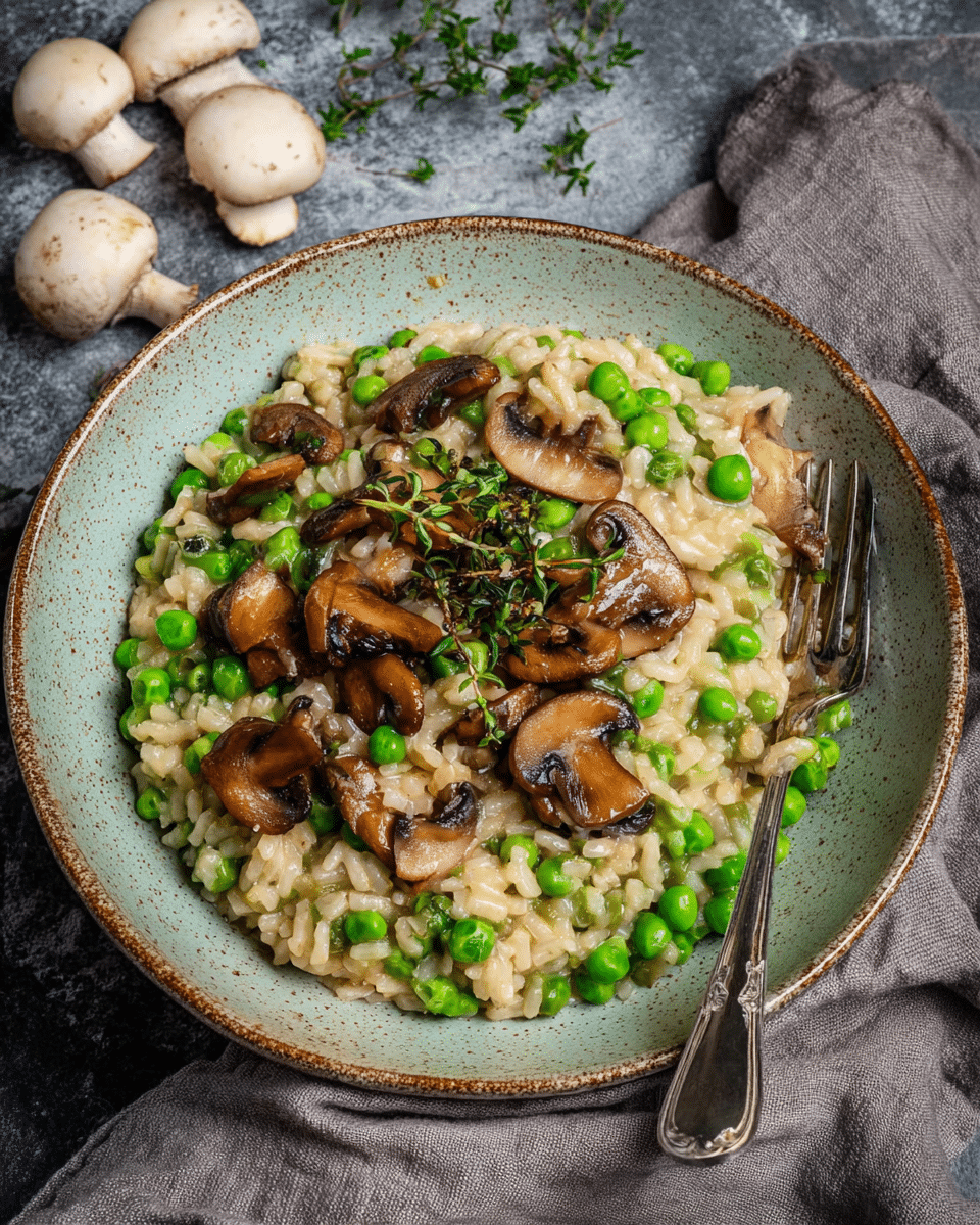 Creamy Vegan Mushroom Pea Risotto