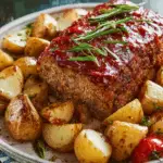 Meatloaf and Potatoes on a Sheet