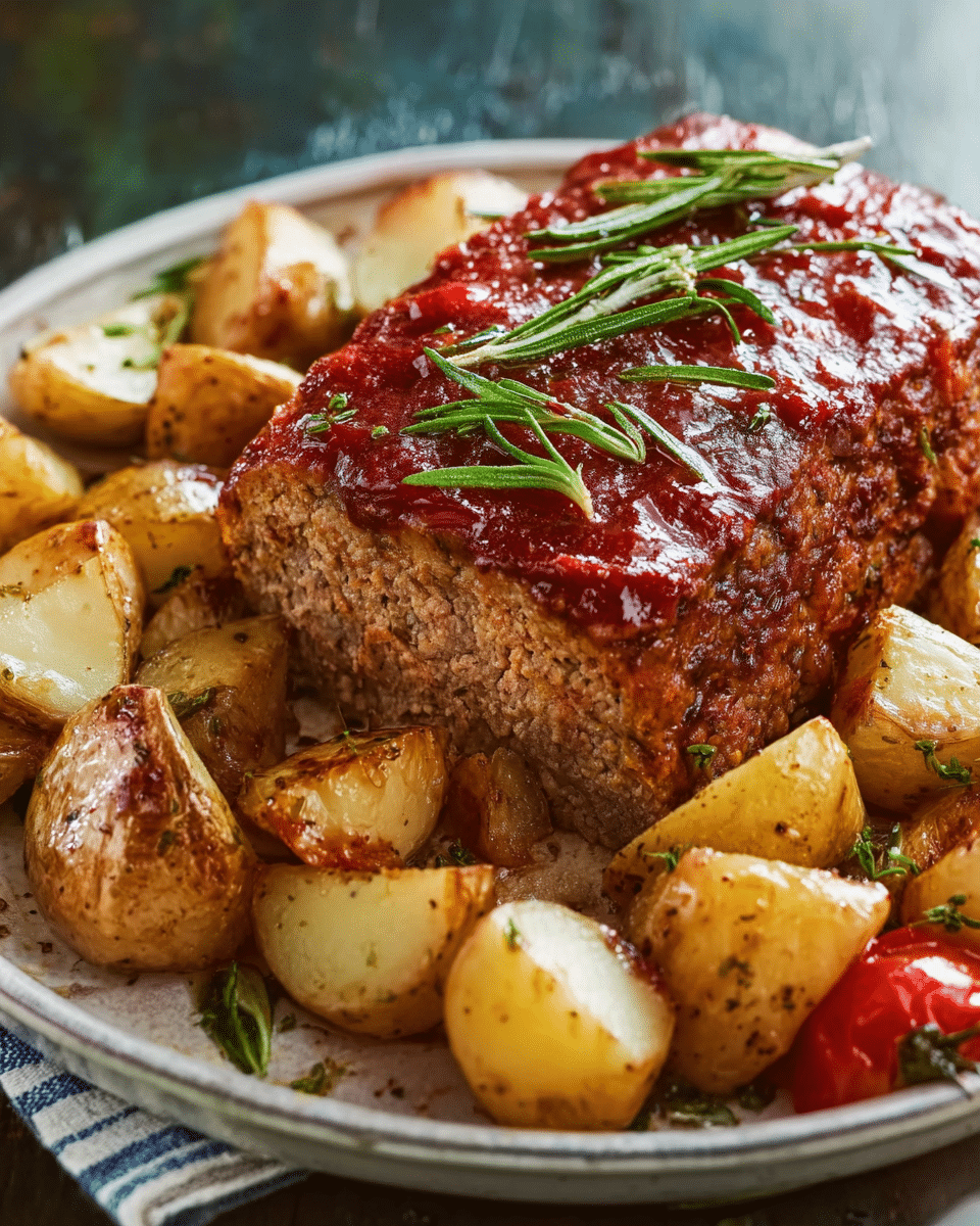 Meatloaf and Potatoes on a Sheet