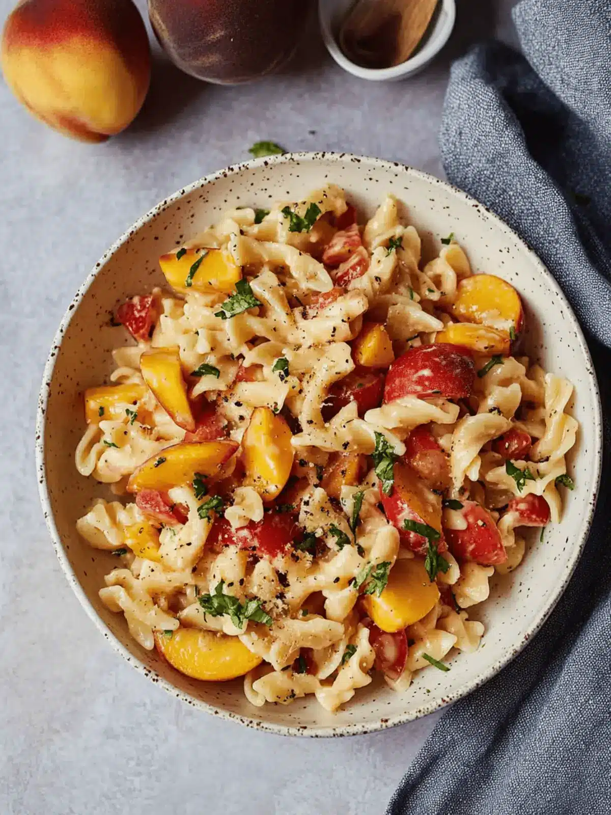 Summer Pasta Salad with Fresh Peaches