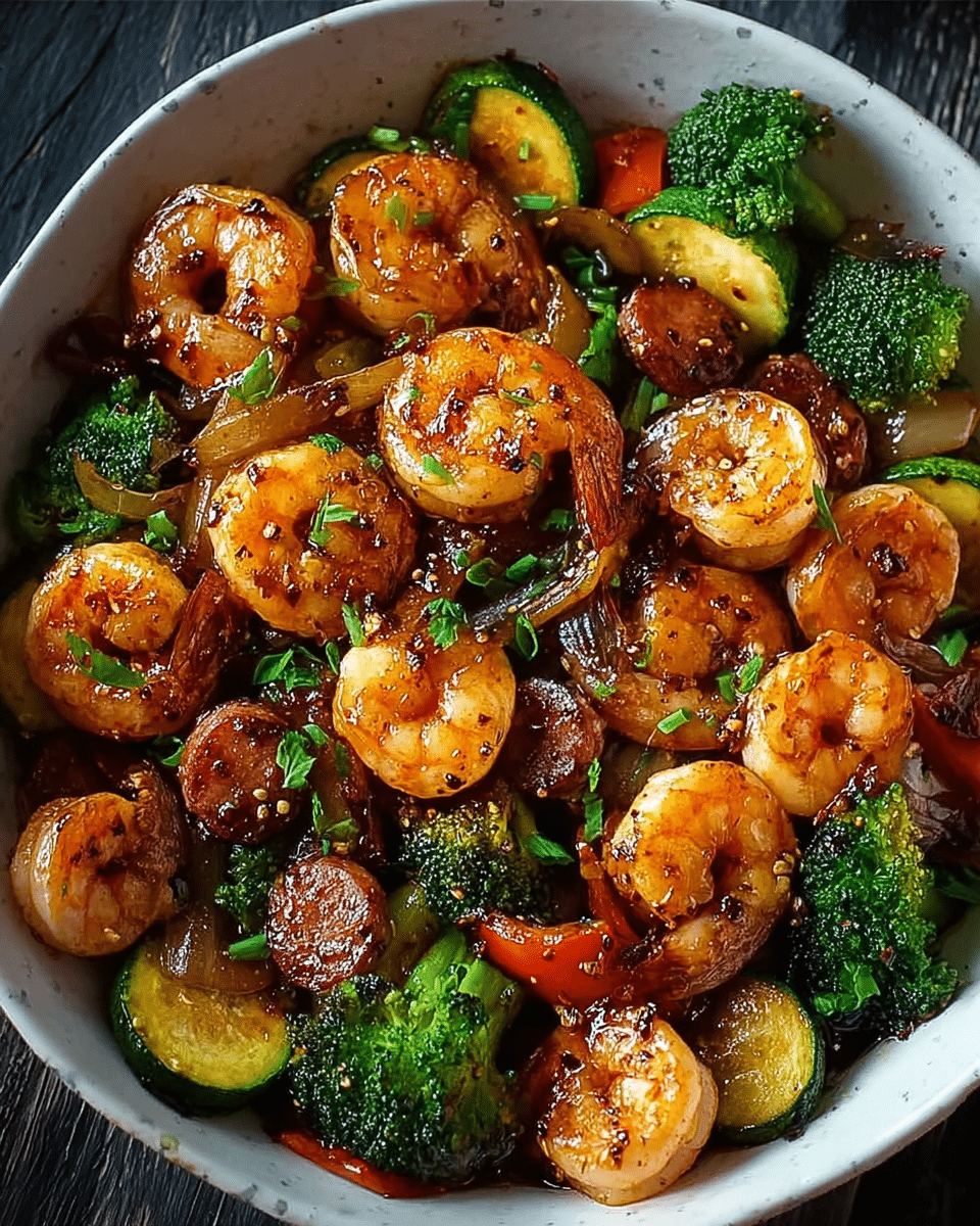Shrimp and Sausage Honey-Garlic Skillet