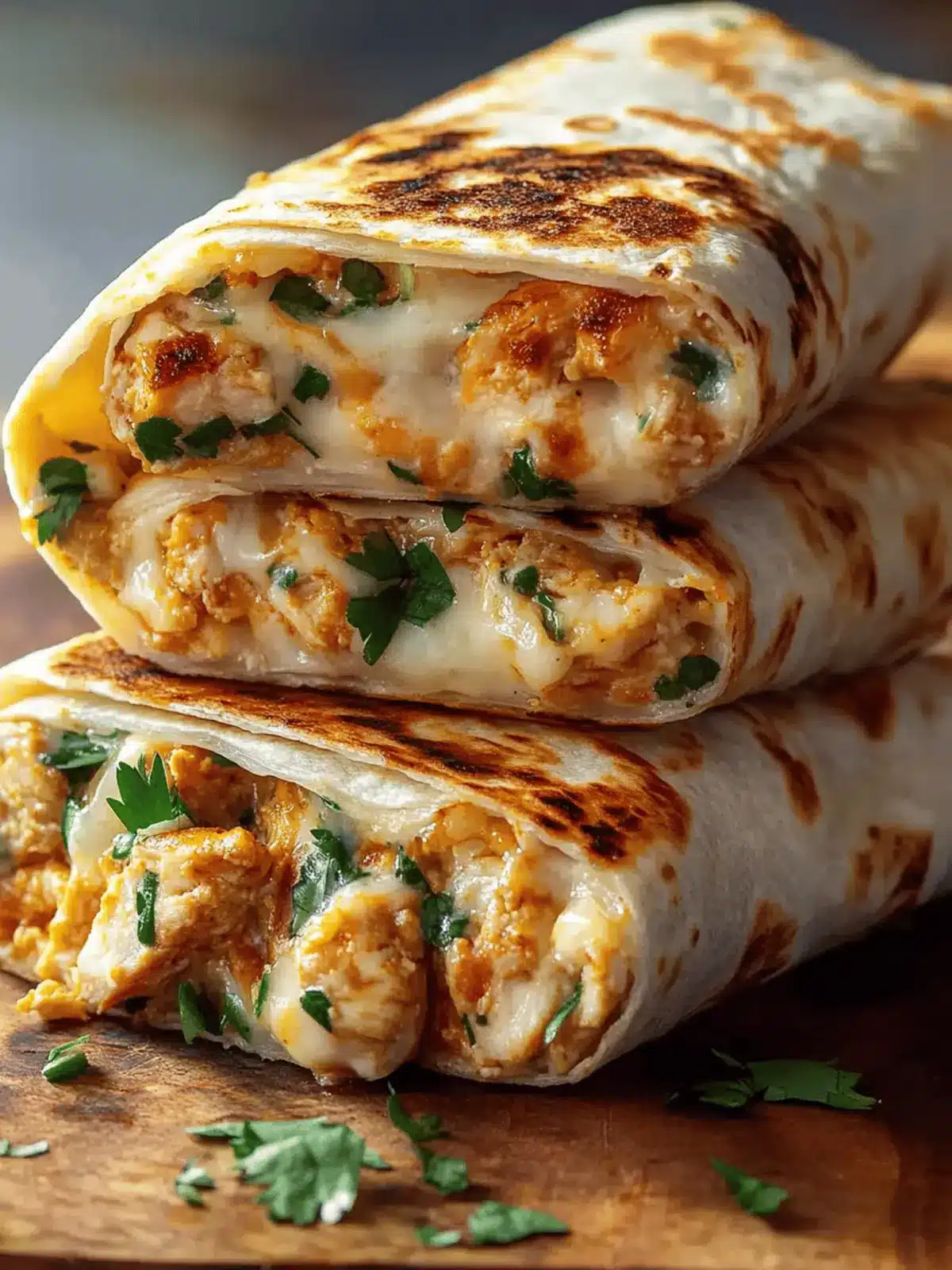 Ooey-Gooey Cheesy Garlic Chicken Wraps