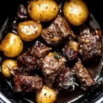 Crockpot Garlic Butter Beef Bites with Potatoes