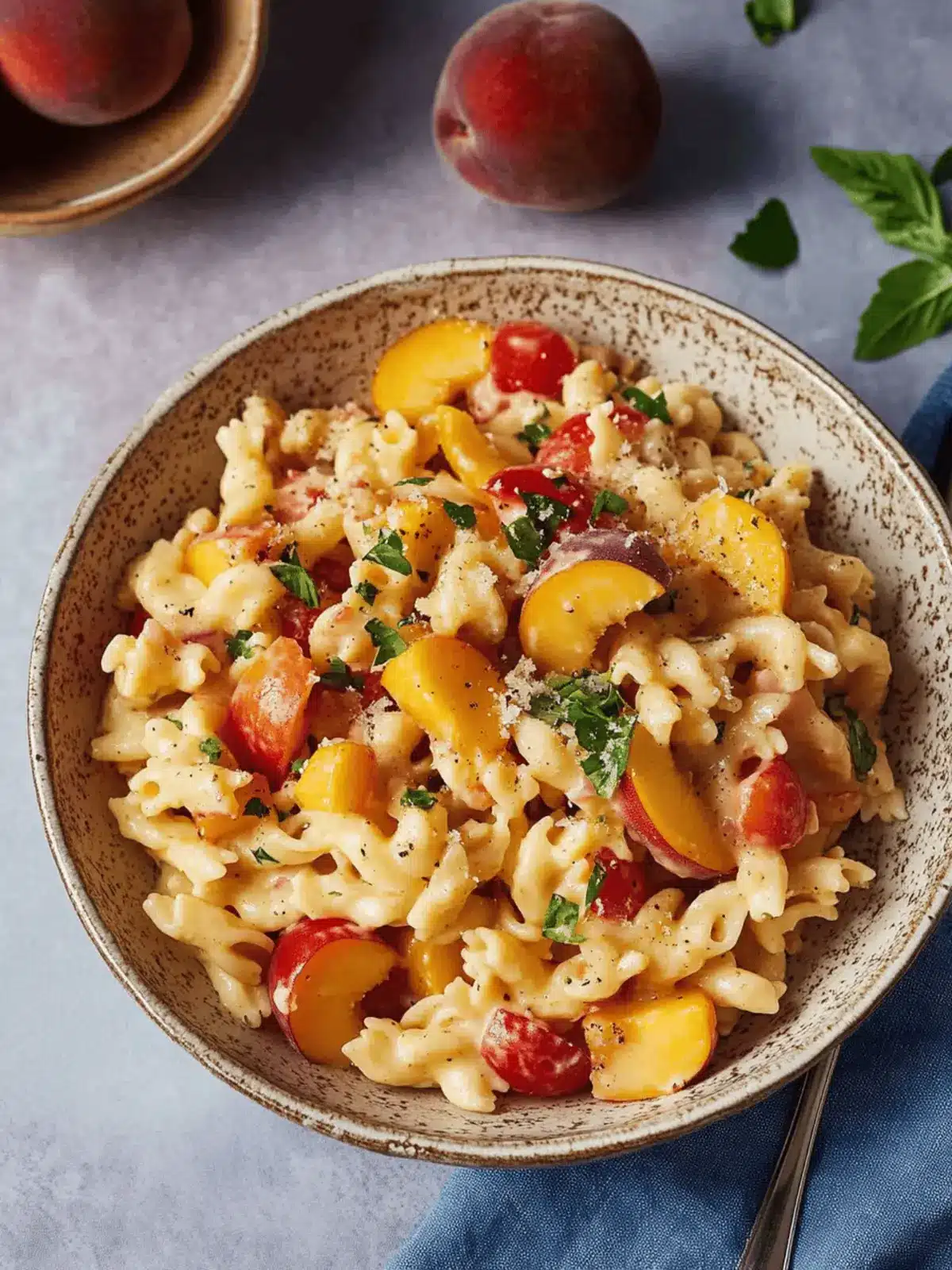 Summer Pasta Salad with Fresh Peaches