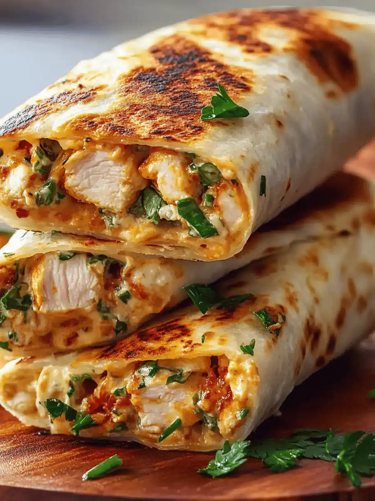 Ooey-Gooey Cheesy Garlic Chicken Wraps