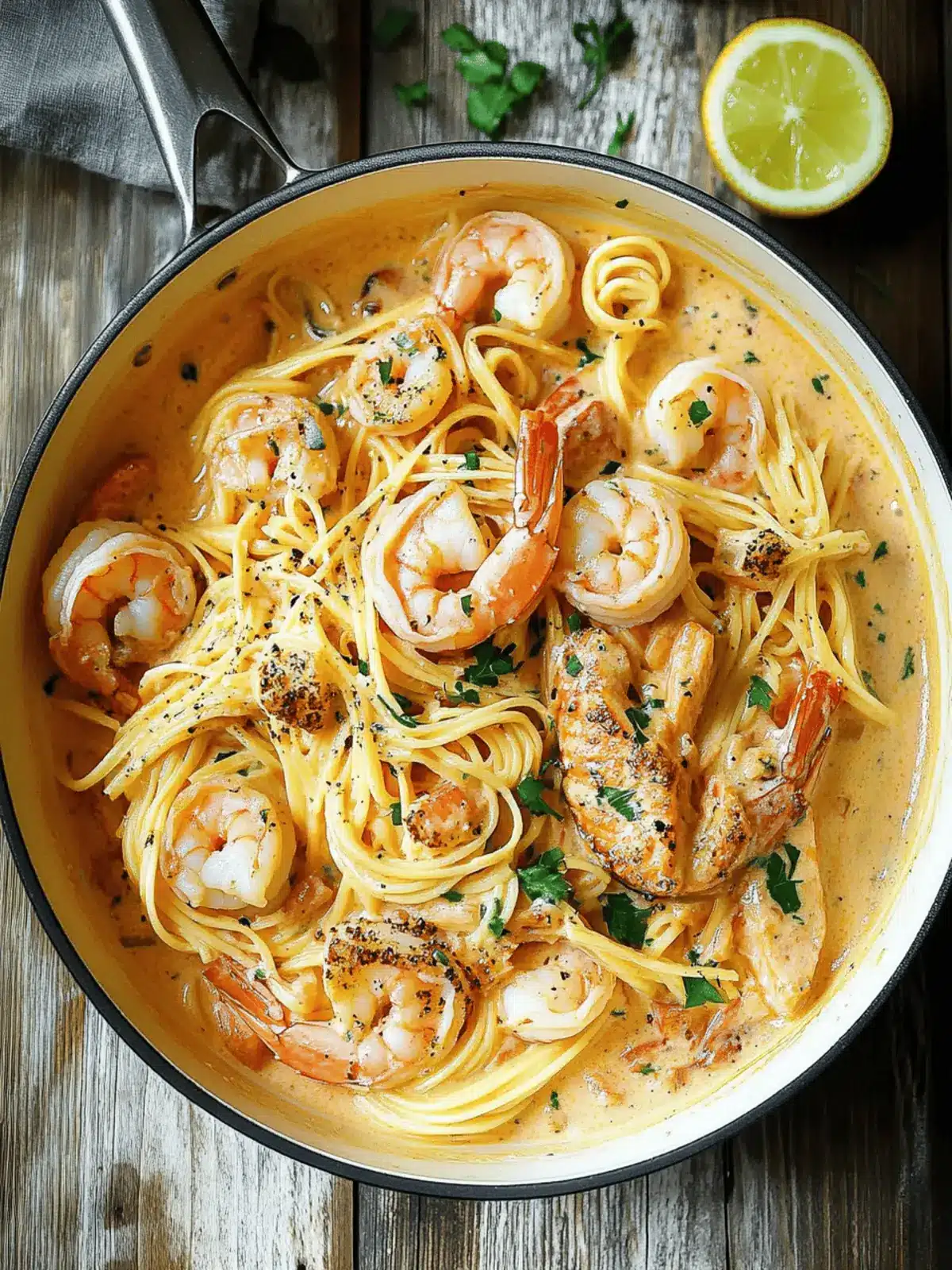 Salmon and Shrimp Alfredo Pasta