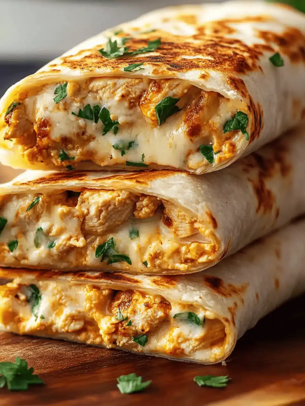 Ooey-Gooey Cheesy Garlic Chicken Wraps