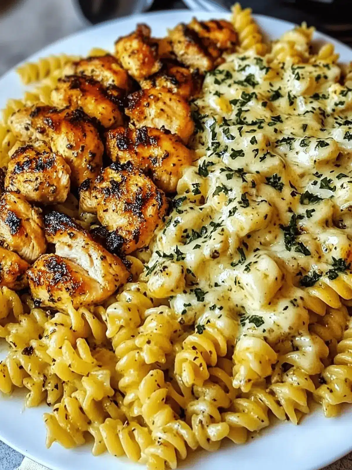 Cheesy Rotini with Garlic Parmesan Chicken Easy Pasta Dinner