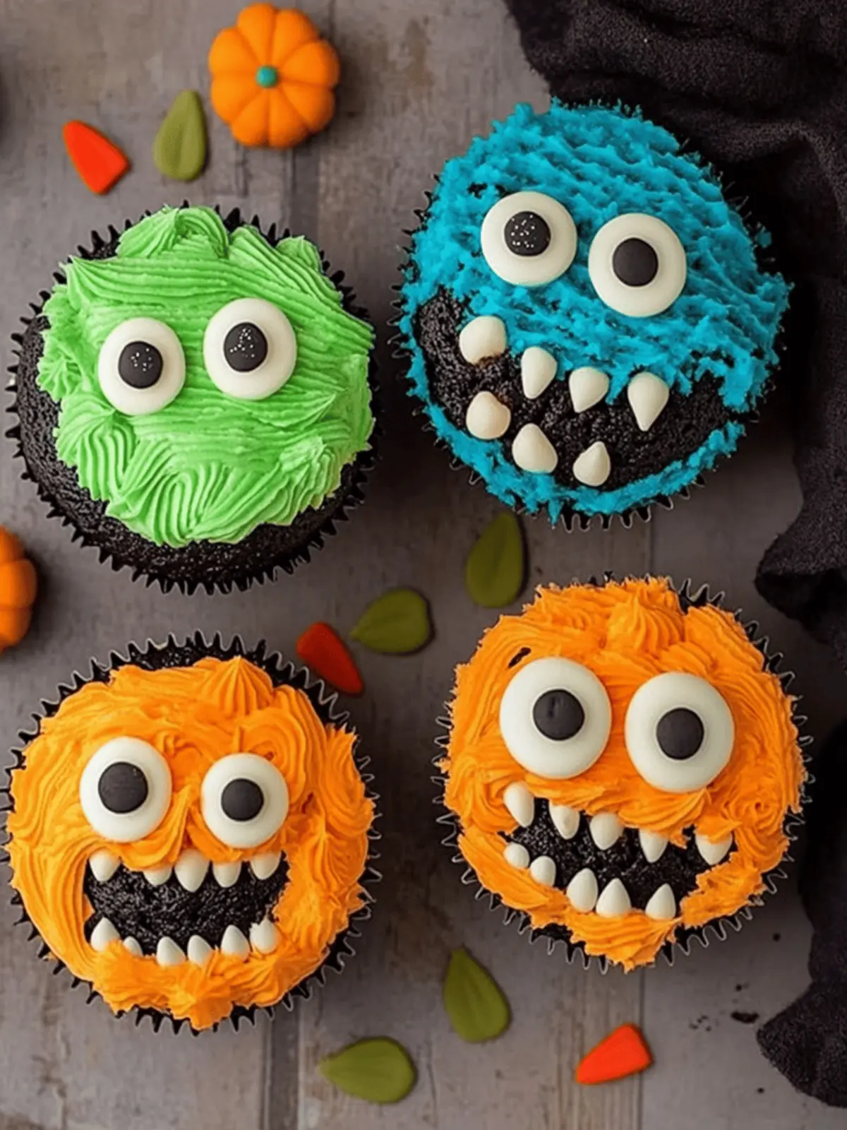 Spooky 24 Halloween Monster Cupcakes