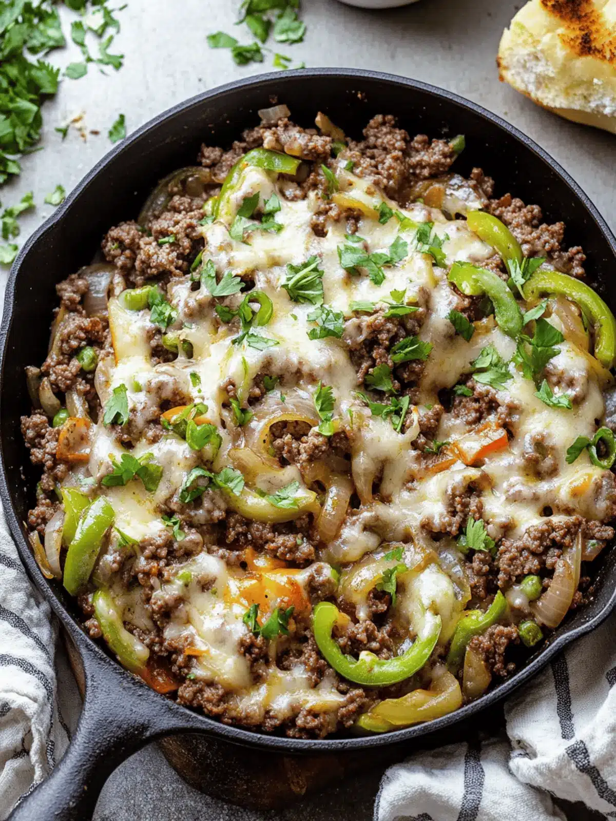 Extra Veggie Ground Beef Philly Skillet