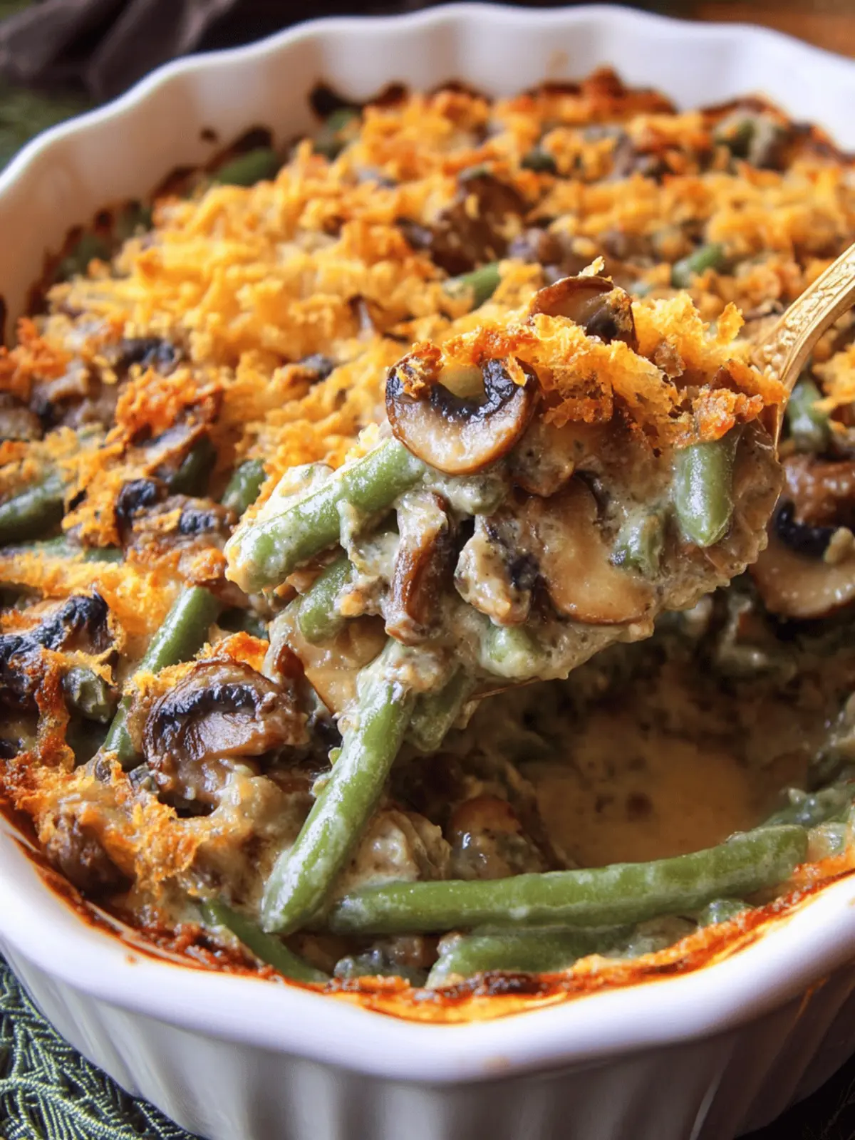 Hamburger Green Bean Casserole with Mushrooms