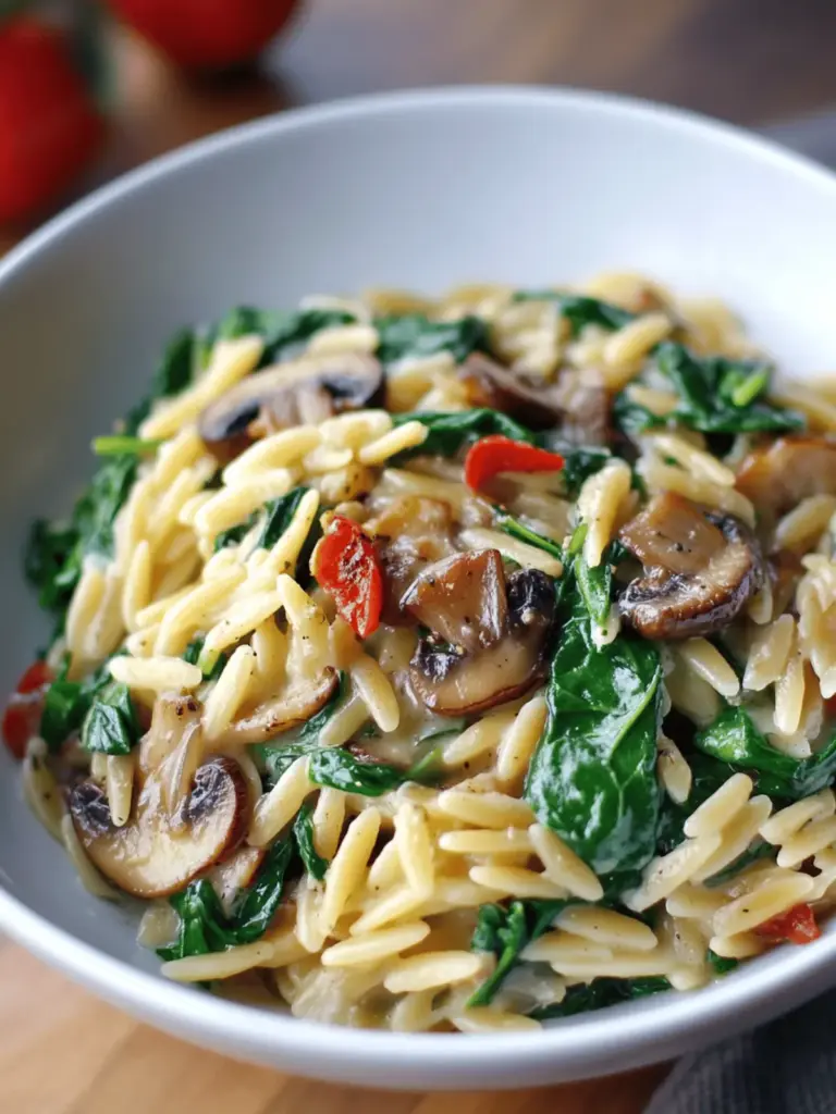 Spinach Mushroom Orzo