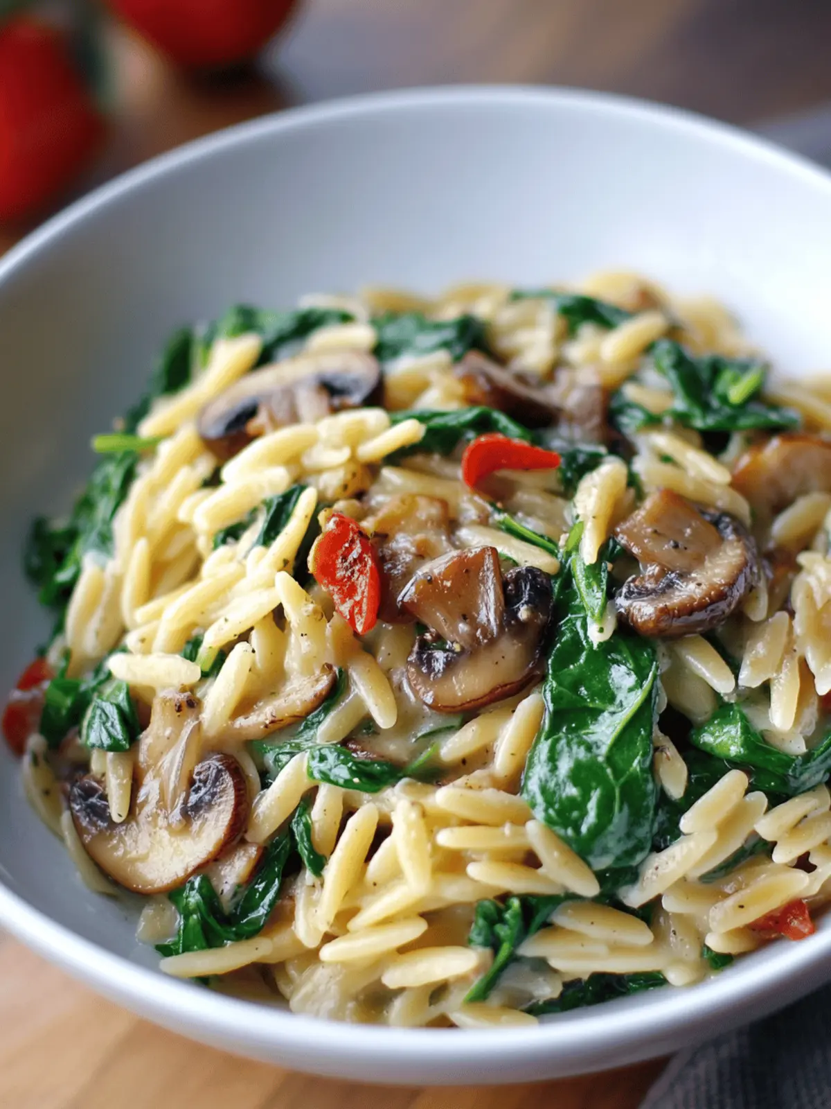 Spinach Mushroom Orzo