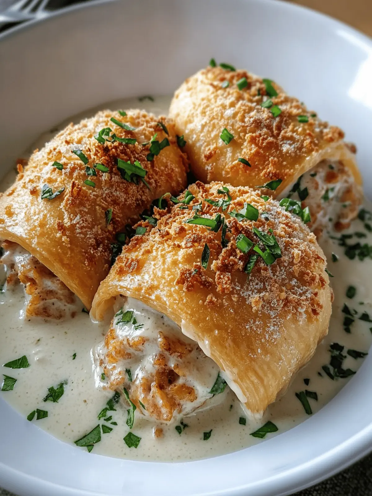 Chicken Pillows with Creamy Parmesan Sauce