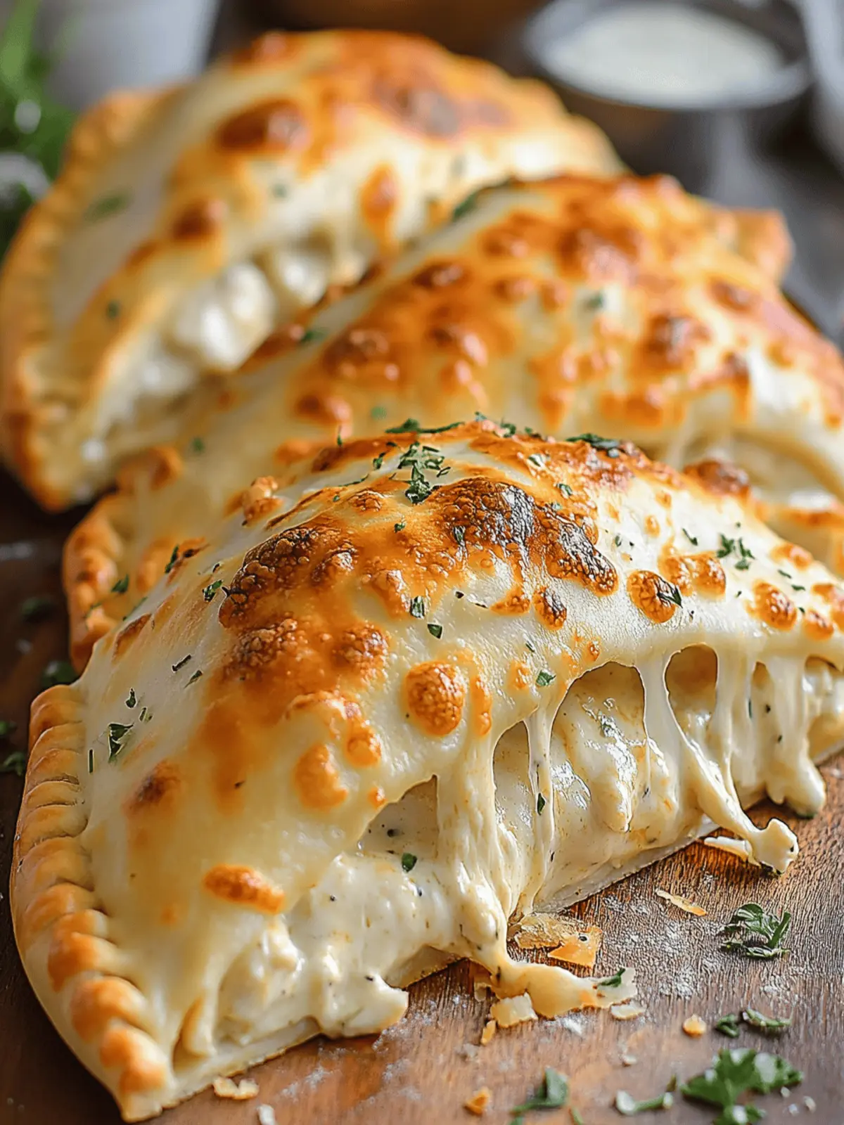 Chicken Alfredo Air Fryer Calzones with Homemade Alfredo Sauce