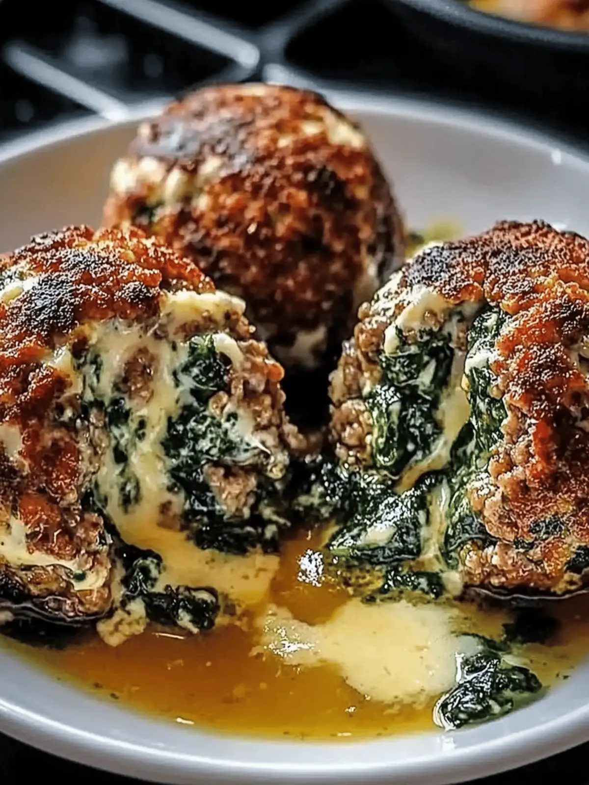 Spinach Garlic Meatballs with Mozzarella