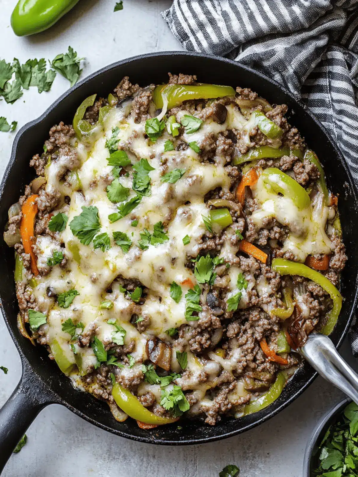 Extra Veggie Ground Beef Philly Skillet