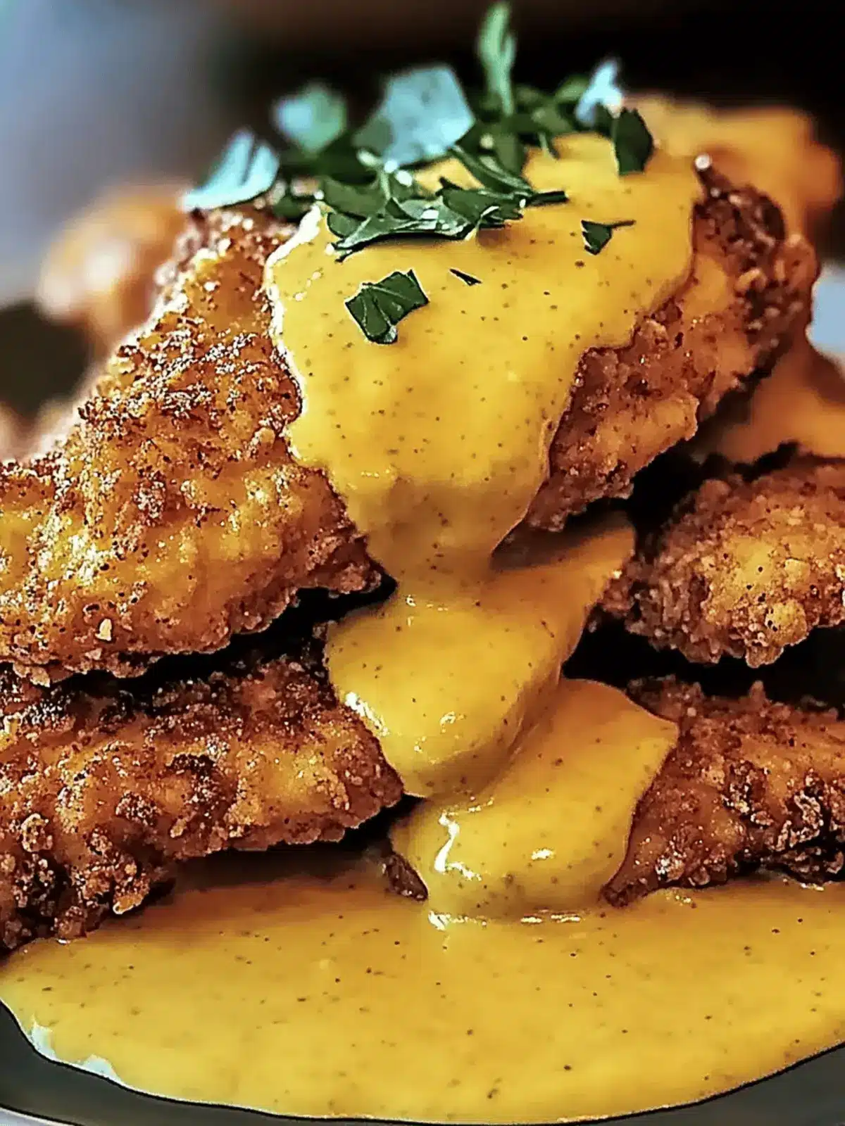 Pretzel Chicken with Mustard-Cheddar Sauce