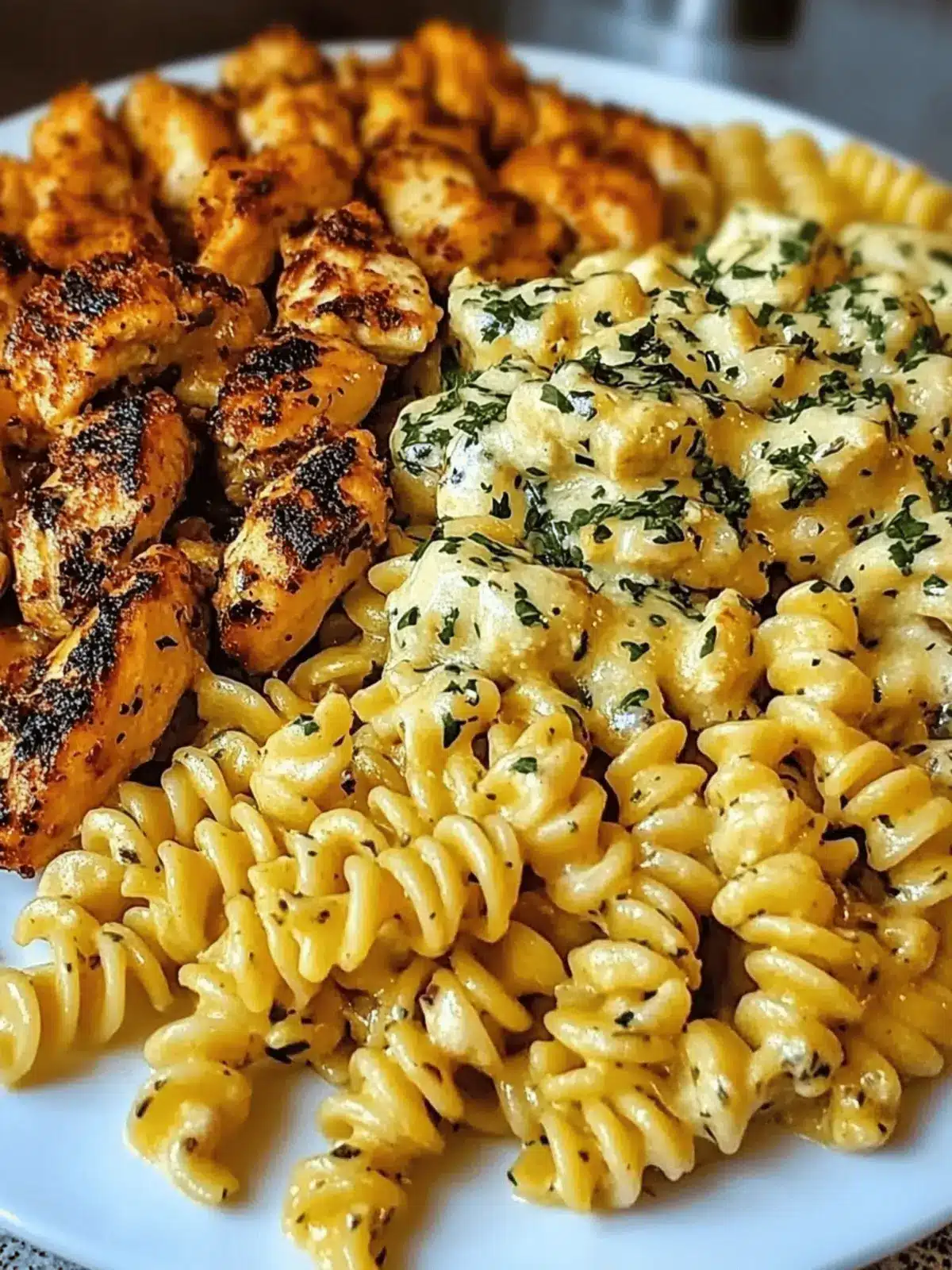 Cheesy Rotini with Garlic Parmesan Chicken Easy Pasta Dinner