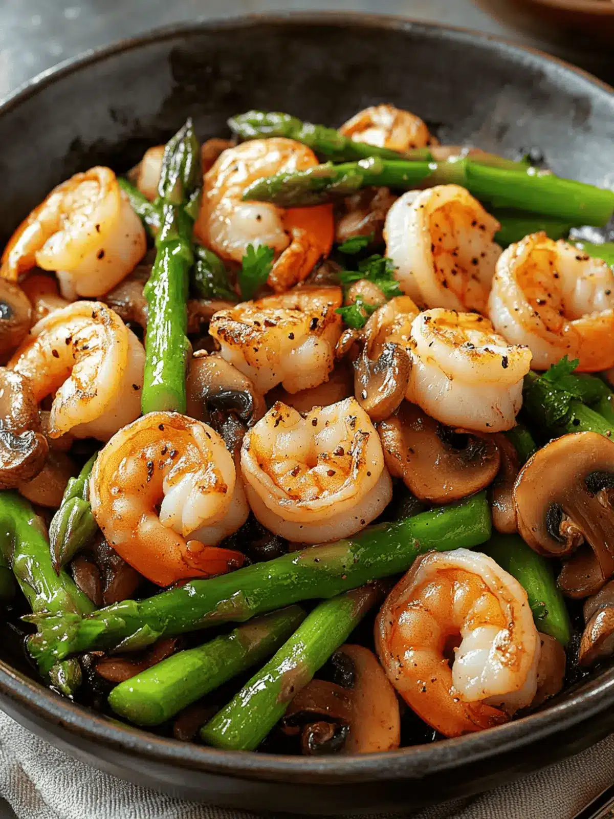 Stir-fried Shrimp Asparagus Mushrooms