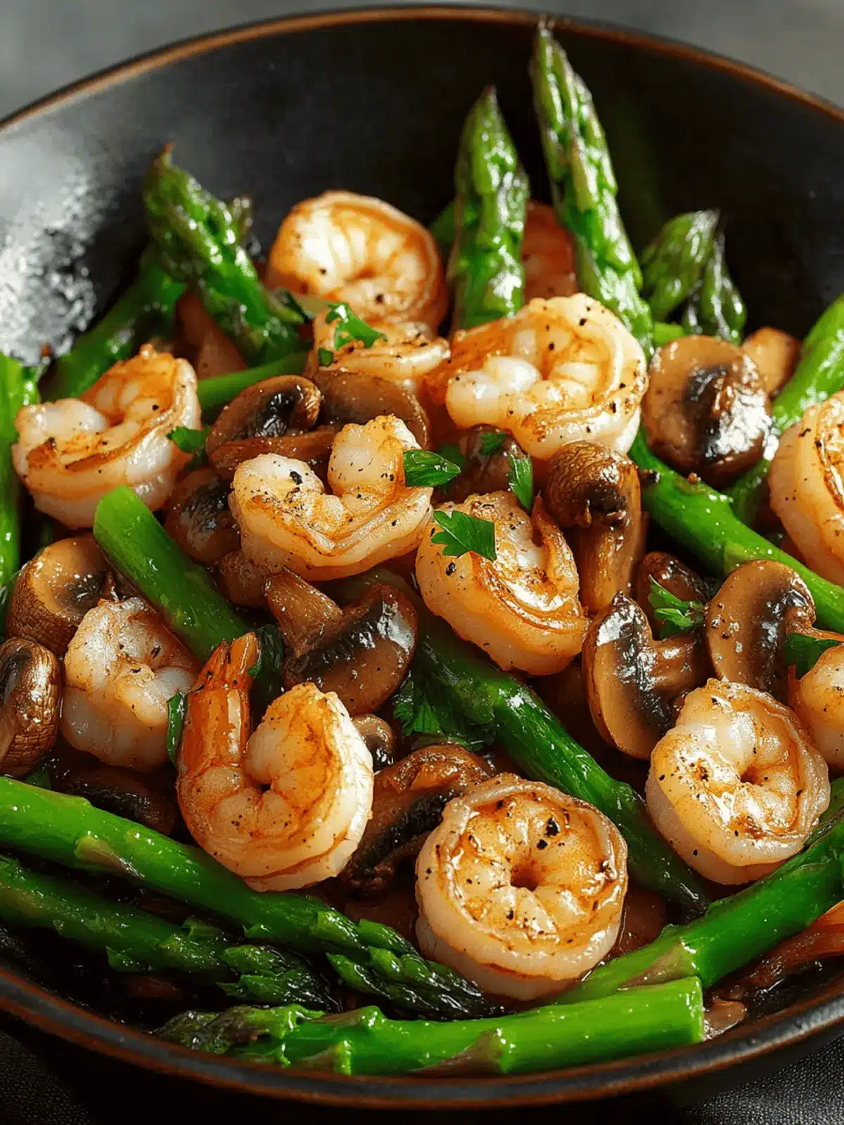 Stir-fried Shrimp Asparagus Mushrooms